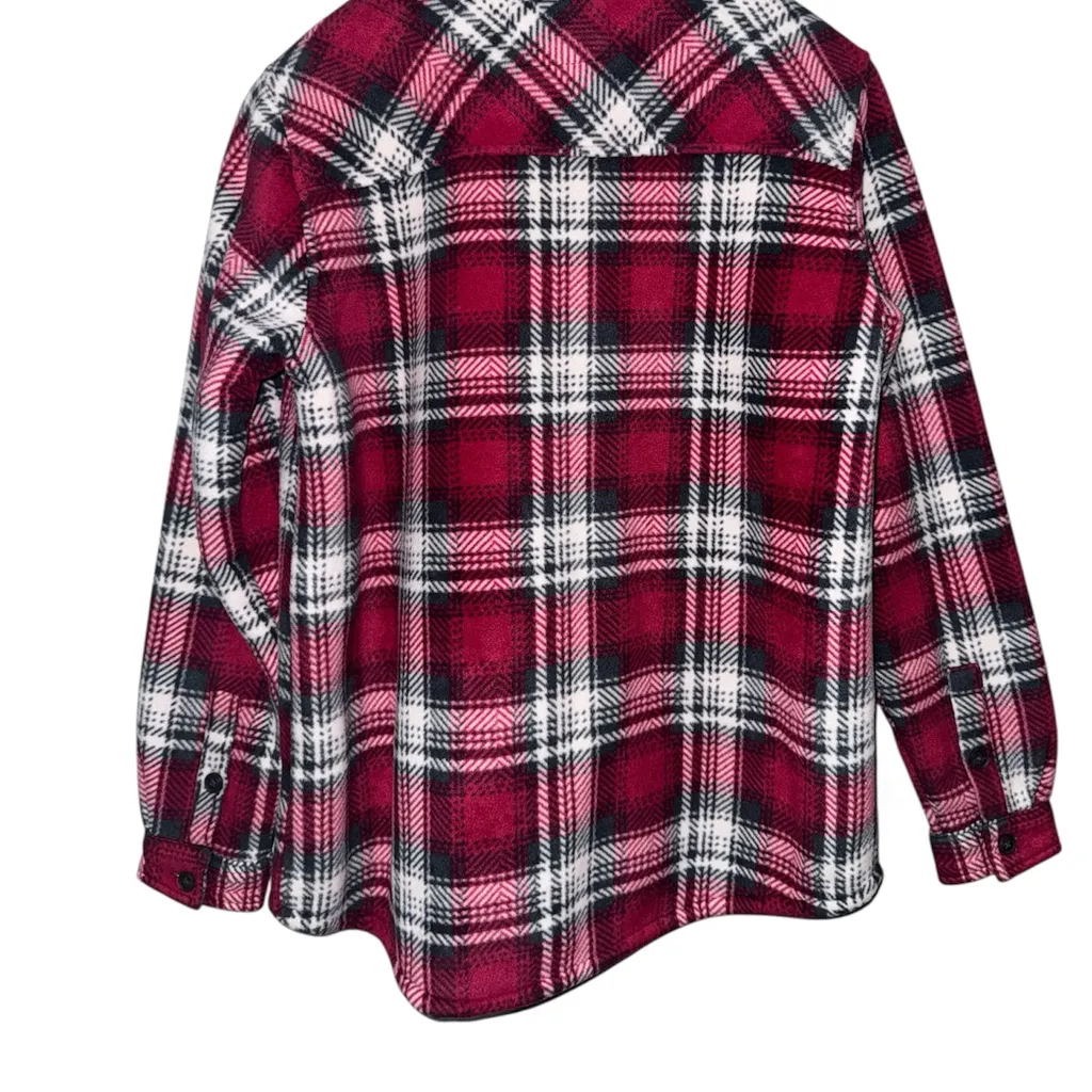 Soho Sherpa Lined Plaid Flannel Jacket Shacket Red Black Women’s Medium - Image 2