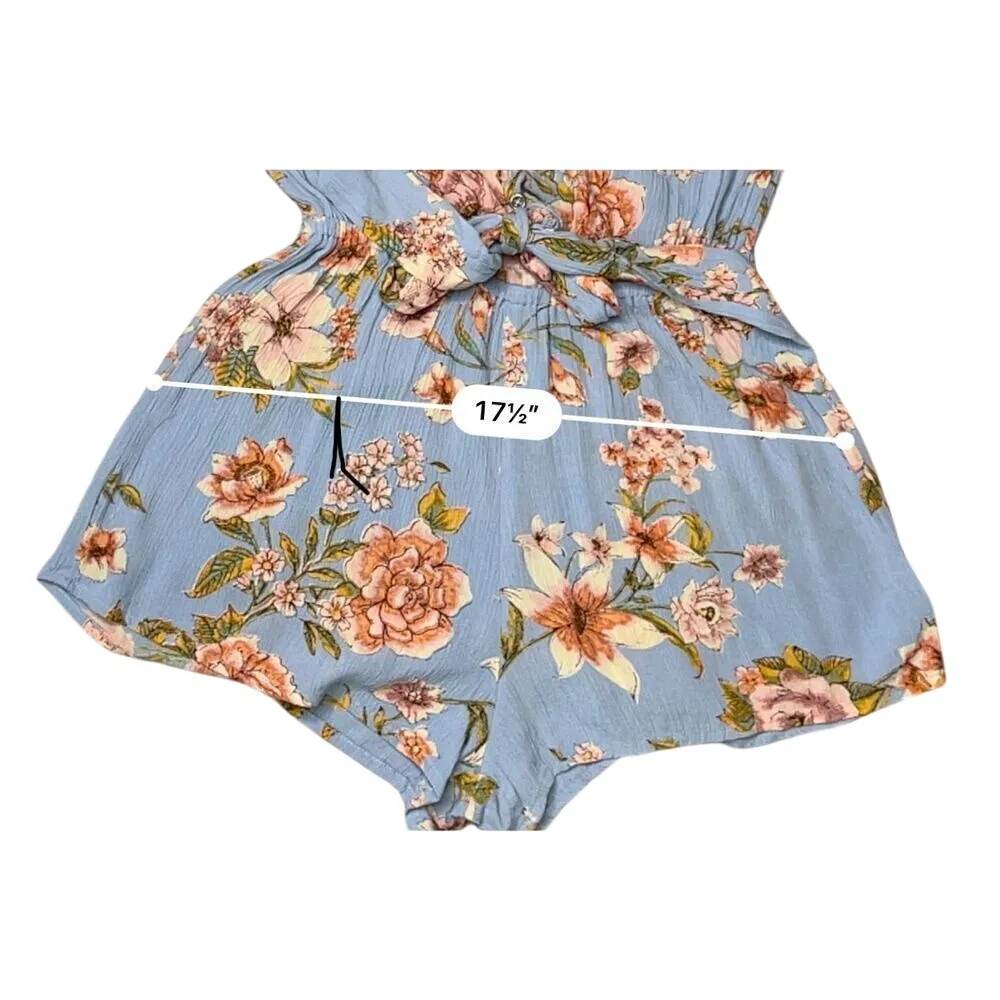 Billabong Sittin Pretty‎ Blue Floral Romantic Romper SMALL Boho Cottagecore NWT - Image 8