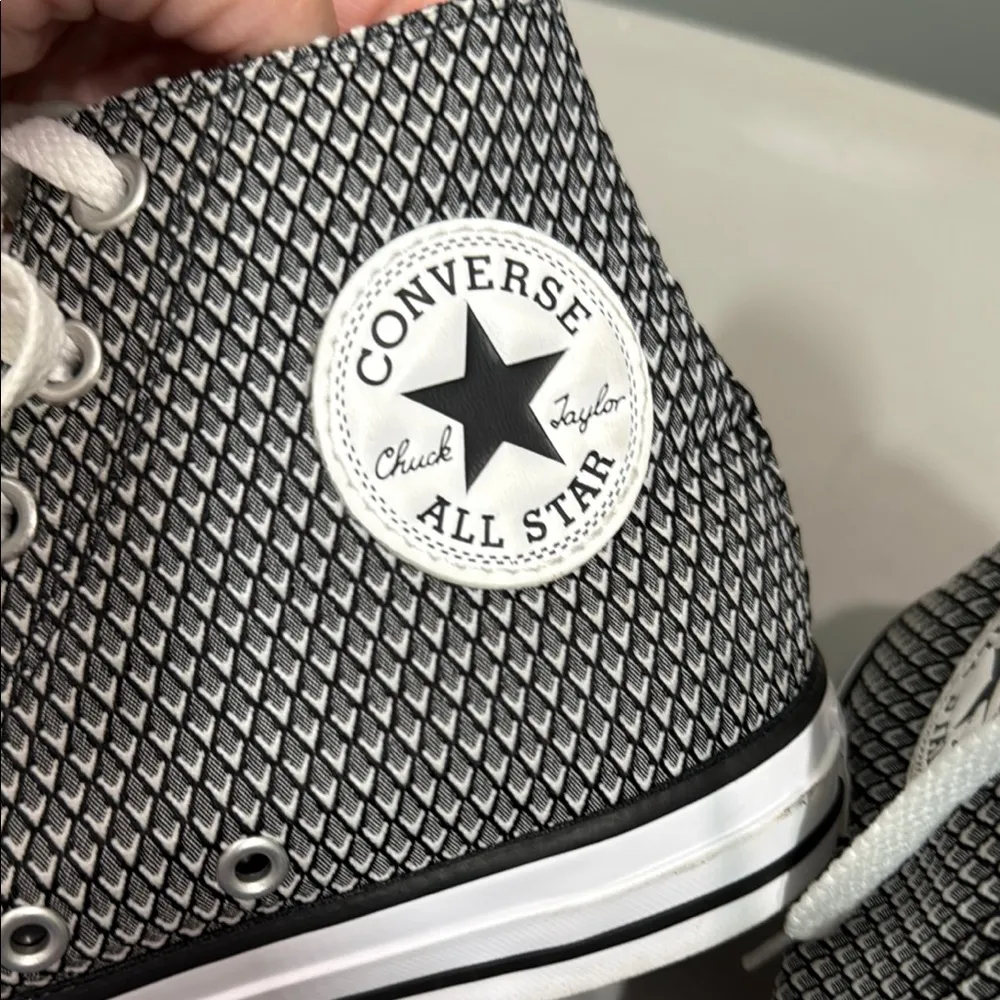 Converse Black and White Patterned High-Tops - Image 2