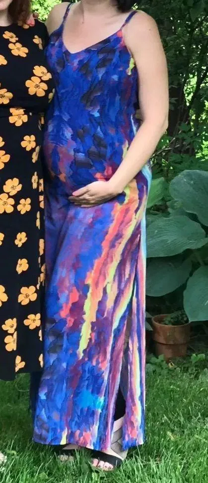 Lulus Abstract Sunset Maxi Dress With Slit - Image 2