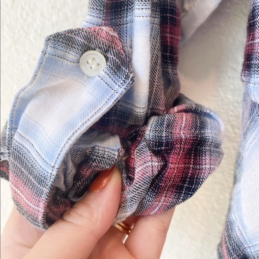 Sam Edelman Plaid Button Up Shirt With Gold Zipper - Image 3