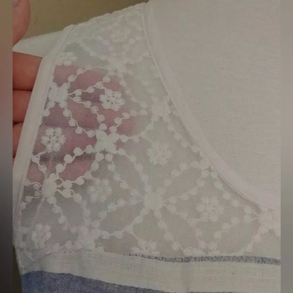 NEW A'Reve ModCloth Country Blue & Ivory Lace Top Cotton Sleeveless Dress Small - Image 4