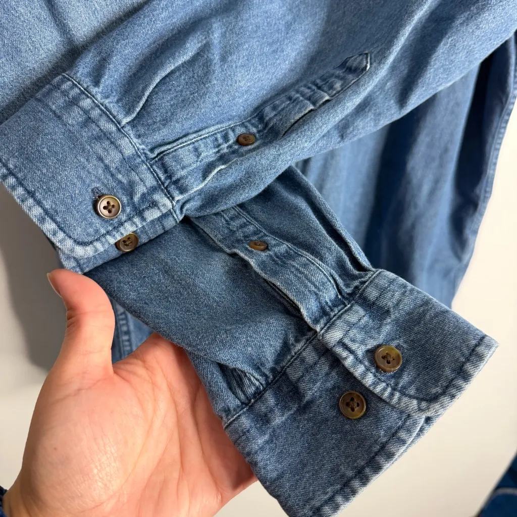 Croft & Barrow Women’s Blue Denim Boyfriend Shirt XXL Cotton Long Sleeves Casual - Image 6