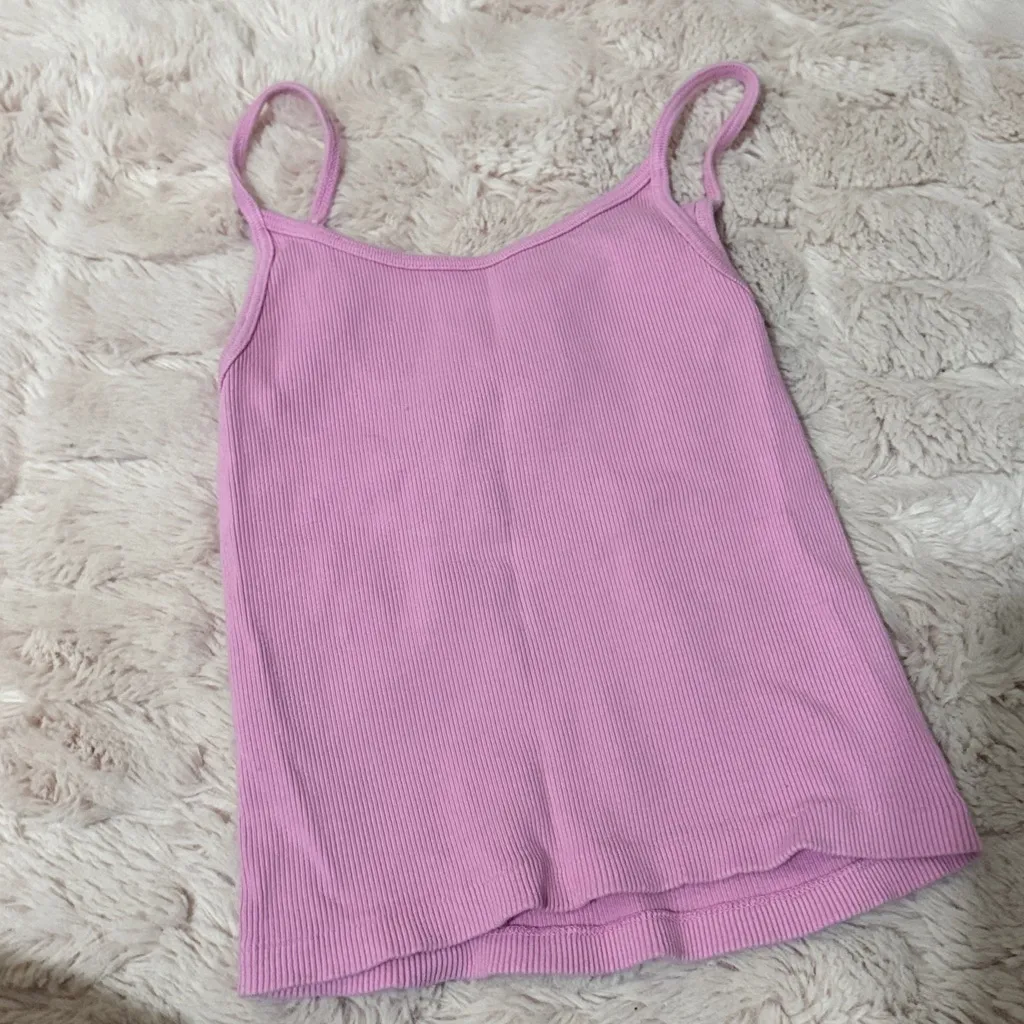 Brandy Melville  Pink Ribbed Tank Top - Image 4