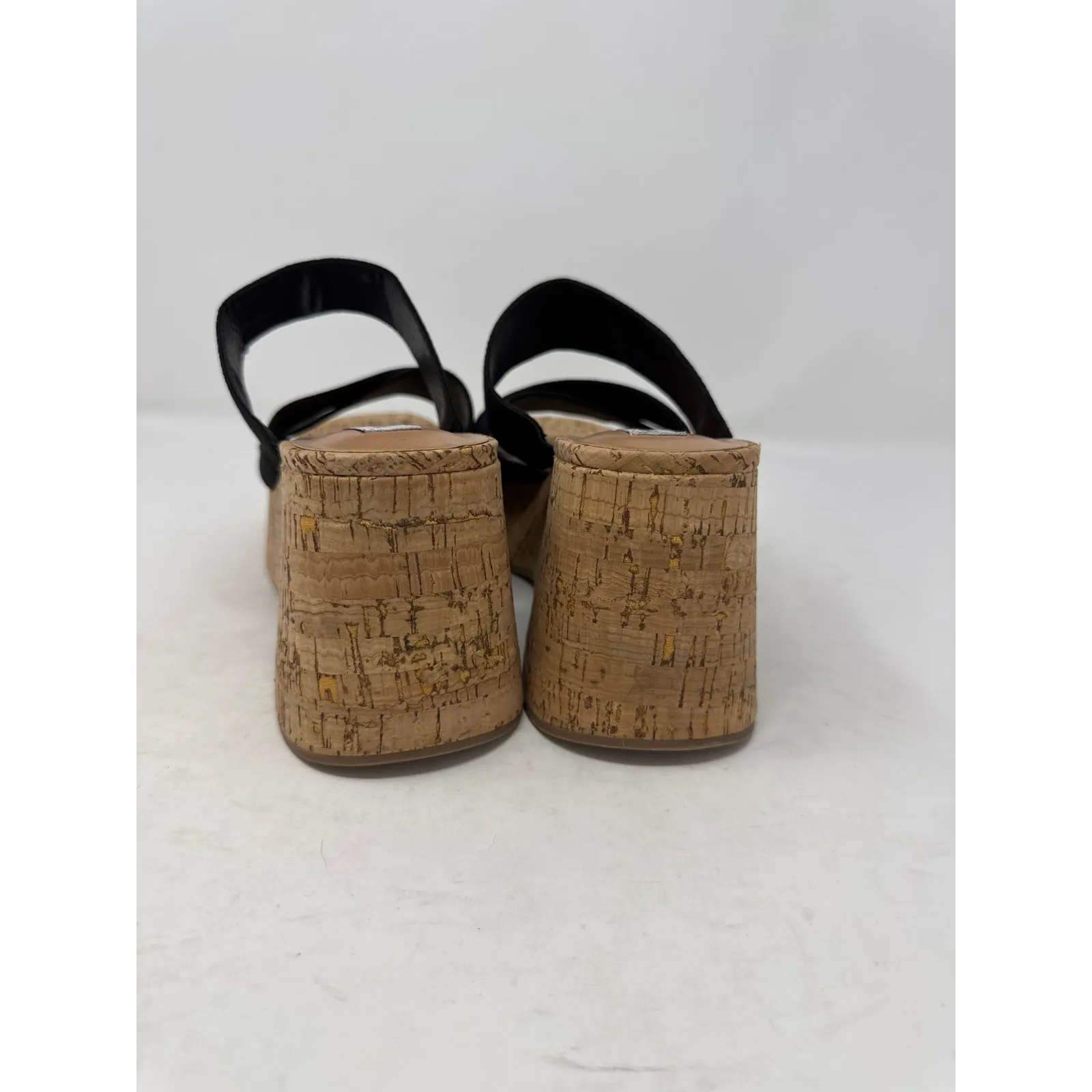 STEVE MADDEN Women's Cork platform Wedge Sandal Slip On Size 10M Black - Image 4