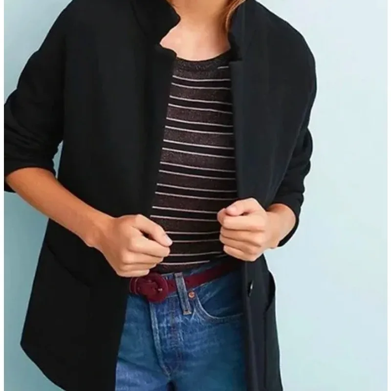 J. Crew Two  Button Long Sleeve Sweater Blazer Black Size Small - Image 2