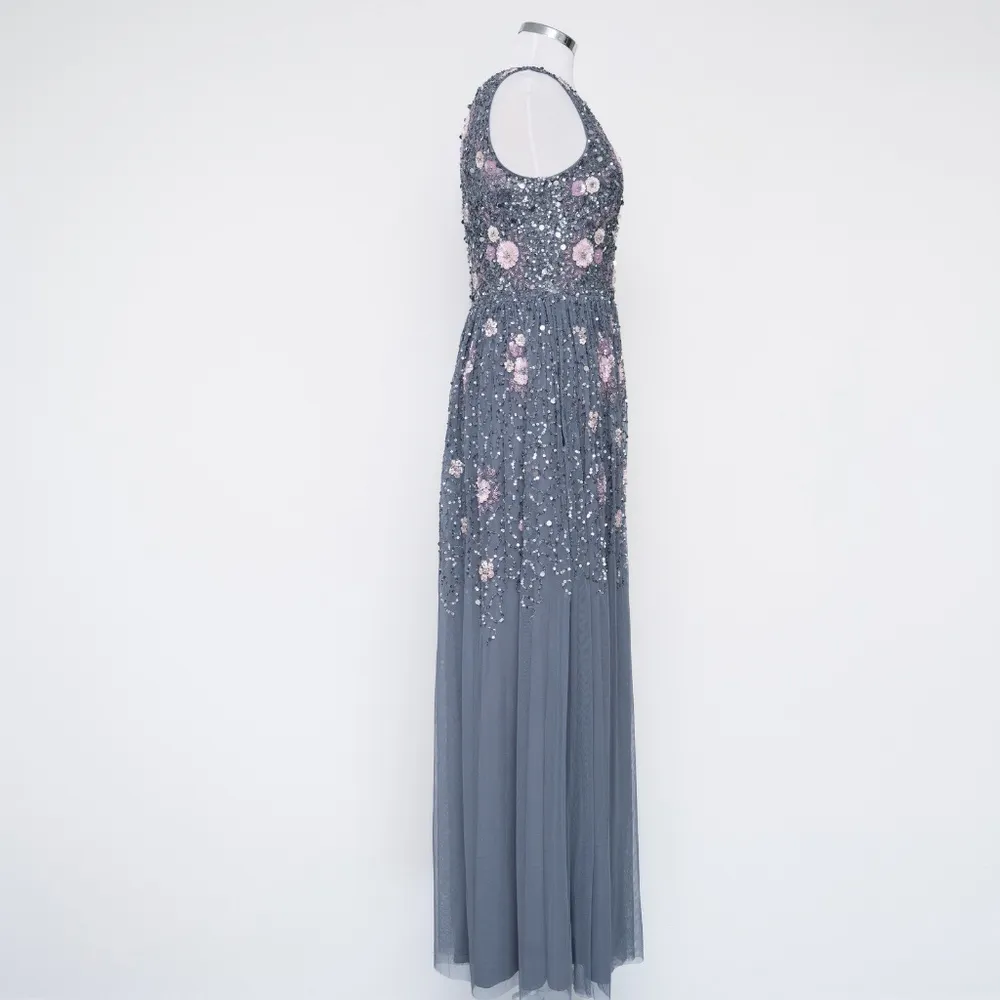 Adrianna Papell Beaded Mesh Shirred Gown - Image 5