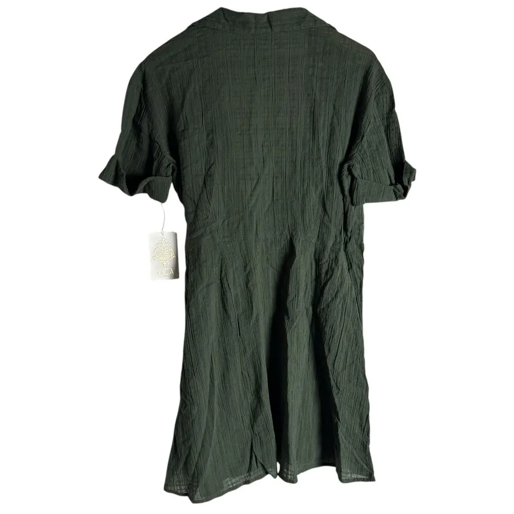 BECCA by Rebecca Virtue Playa Textured Collared Wrap Shirtdress Cover-Up Size L - Image 7