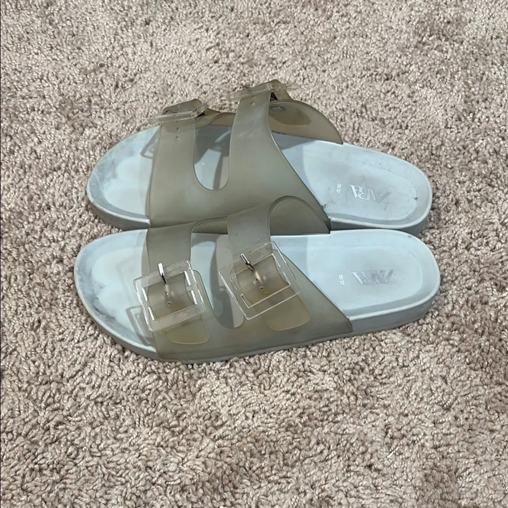 Zara Transparent Buckle Slide Sandals - Image 3
