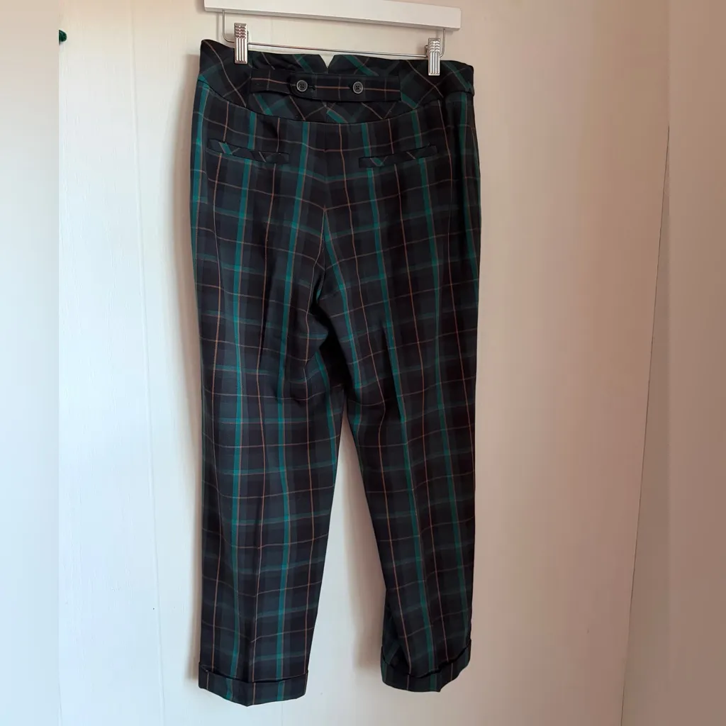 Cartonnier Anthropologie Kames Pants 6 Green Navy Plaid Heritage Prep Academia - Image 3