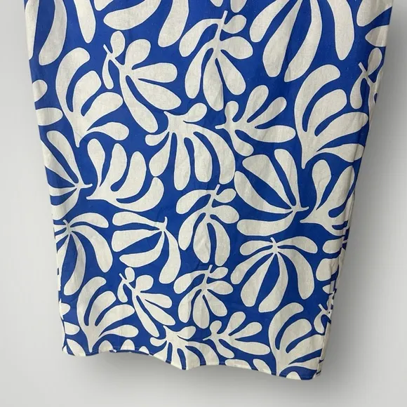 Solid & Striped Lucienne Midi Skirt XS Blue White Leaf‎ Print Linen - Image 5