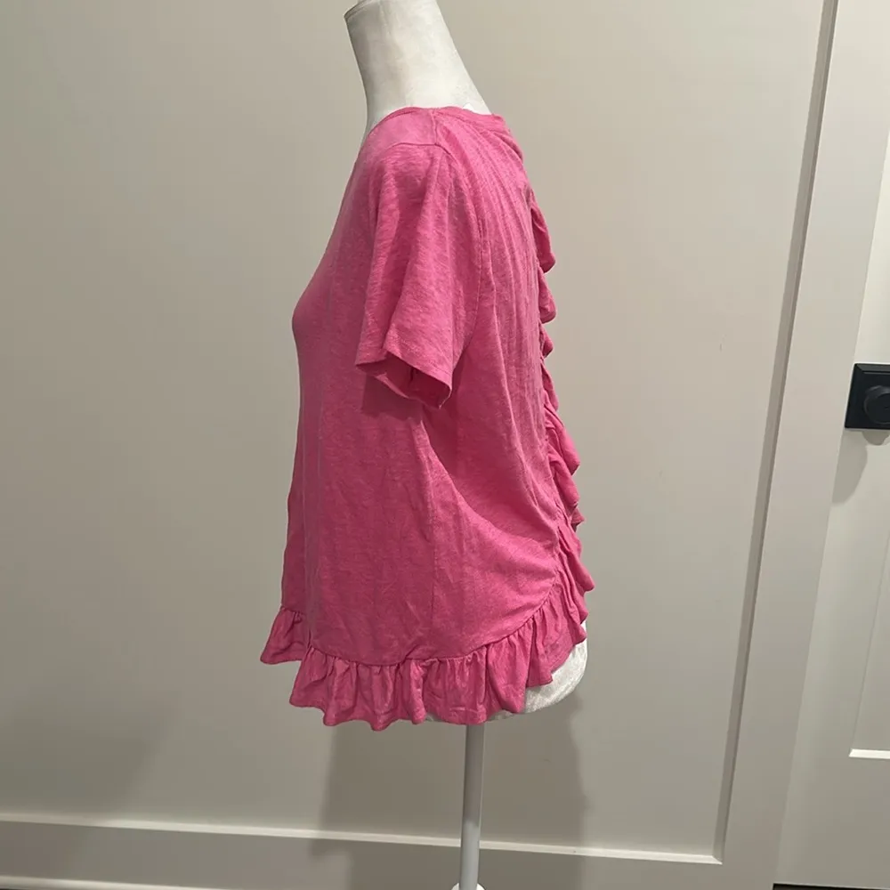 NWT JCrew Linen Ruffle T Shirt Sz M - Image 2