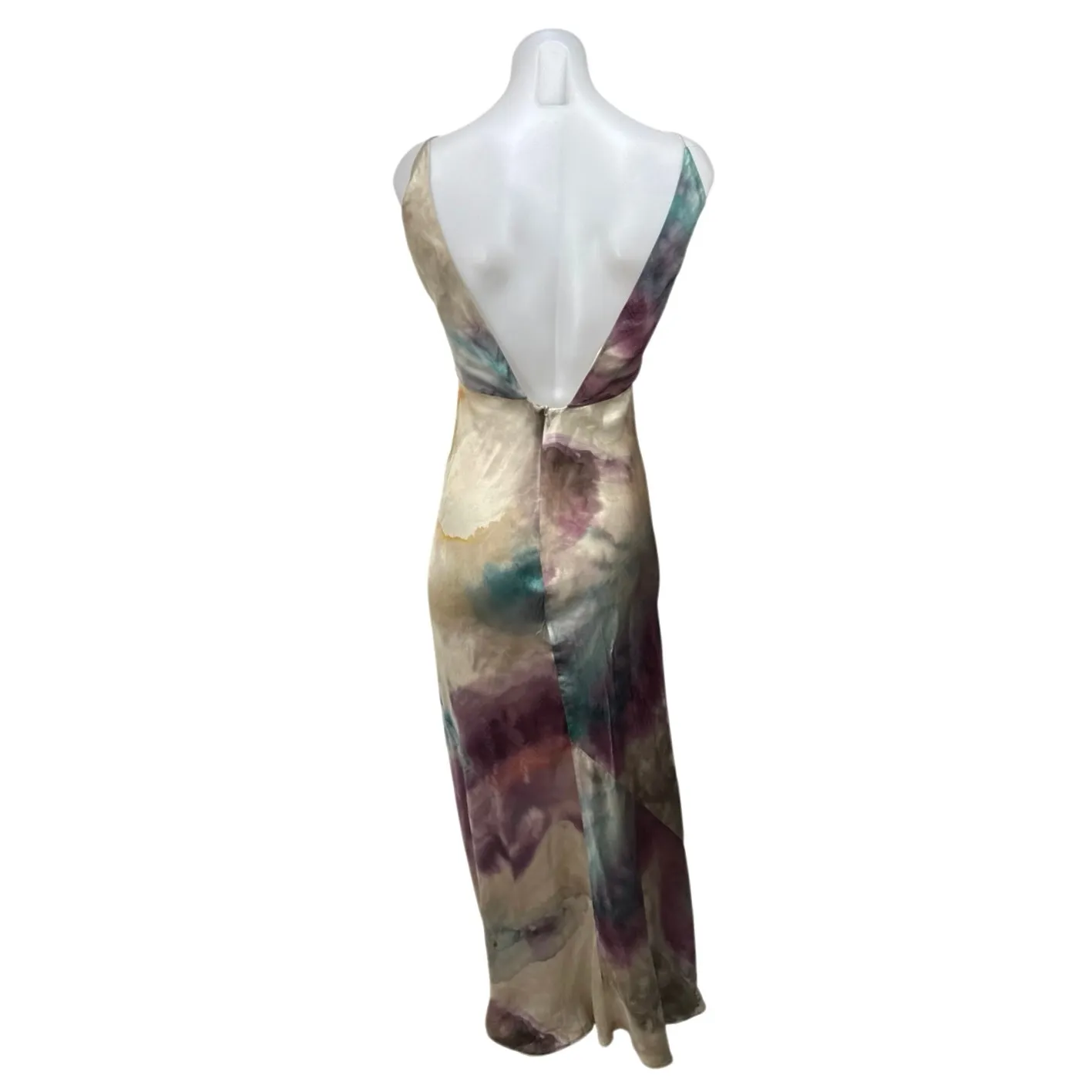 Zara Multicolor Tie Dye Satin Sleeveless Cami Camisole Maxi Tank Slip Dress XS - Image 2