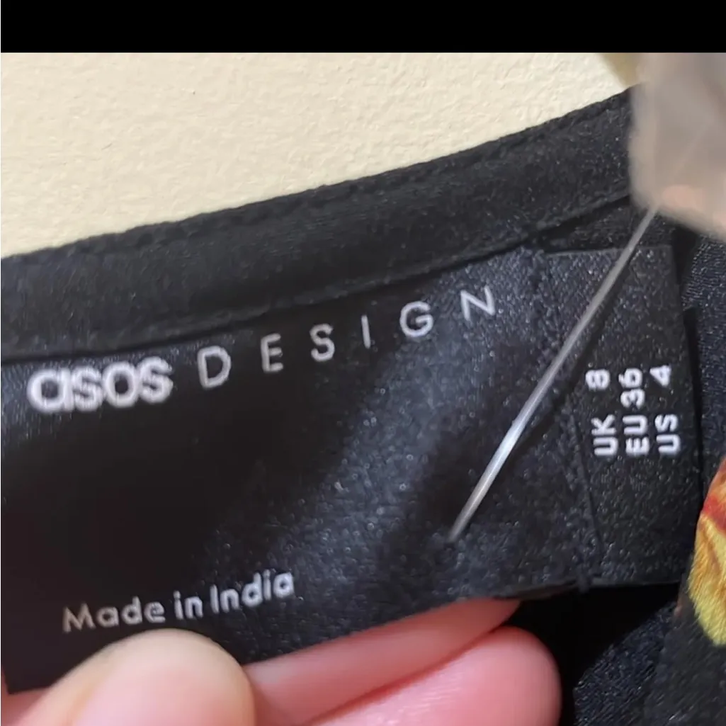 Womens New ASOS Design Mixed Floral Plunge Front Button Front MIDI Dress with Lo - Image 6