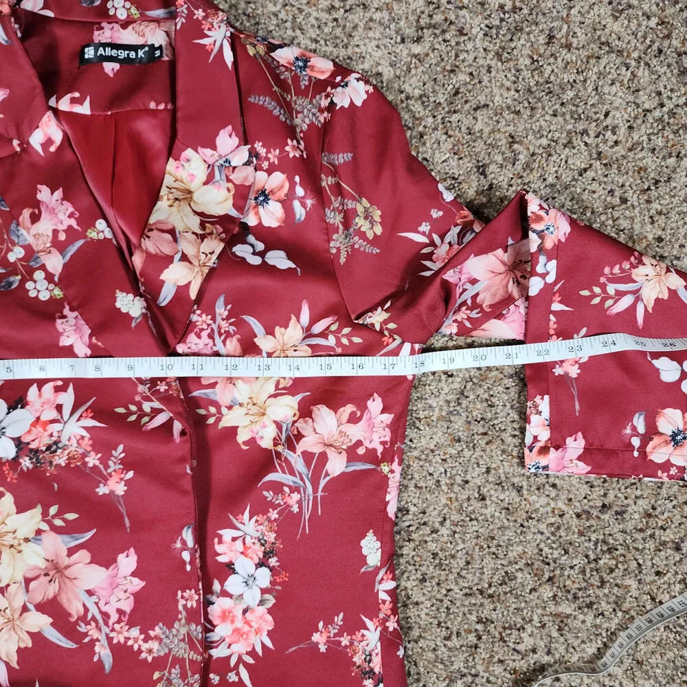 Women's Allegra K  Size Medium Red Floral Career Business Jacket Open Front - Image 8