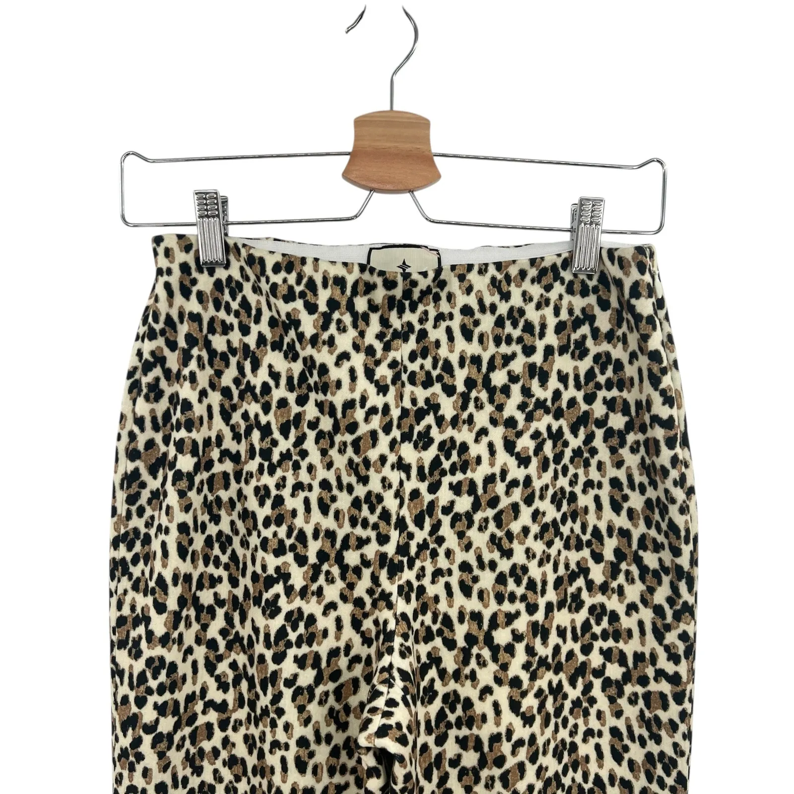 Tuckernuck Leopard Ashford Pants Cropped Kick Hem Cream Brown Tan Size Small - Image 4