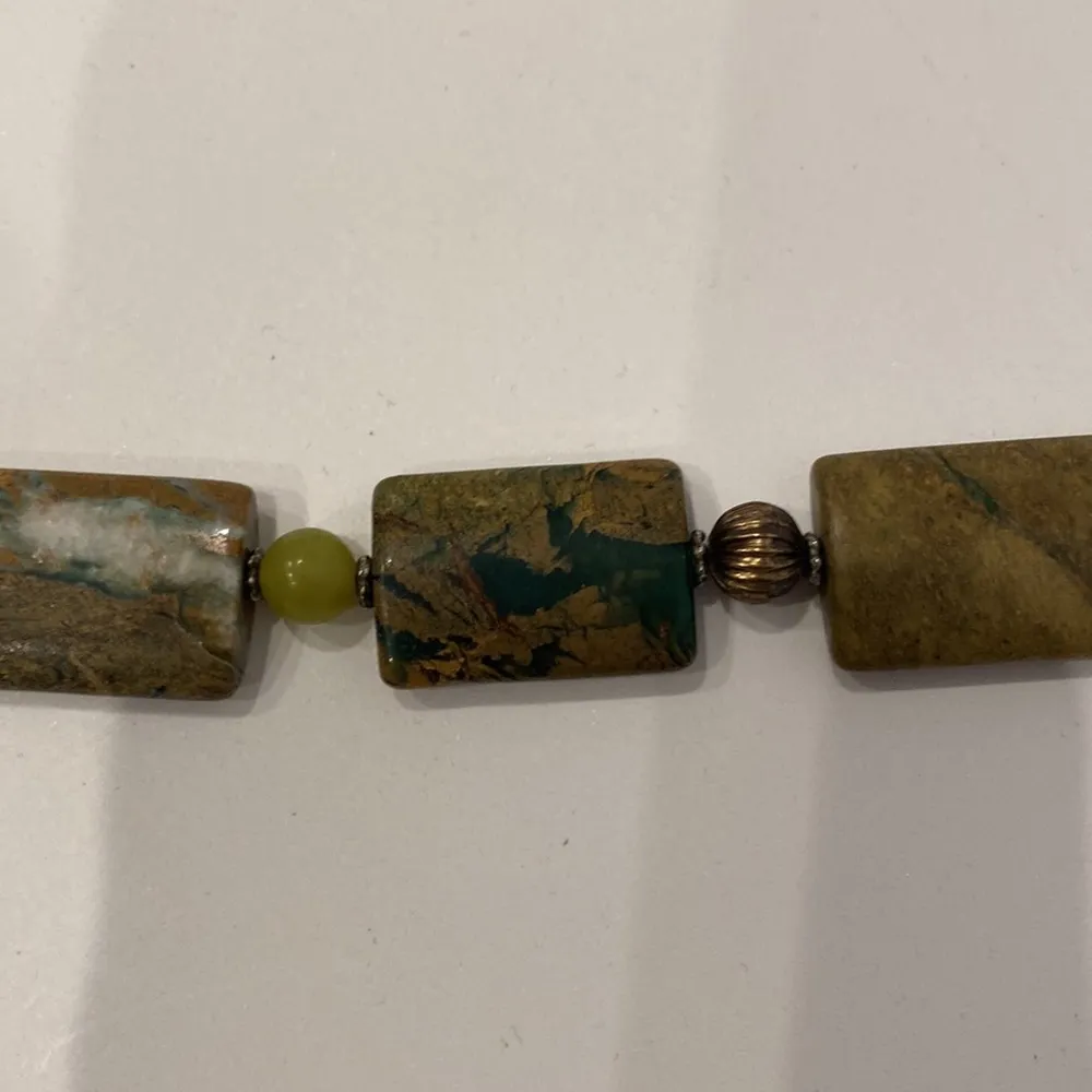 Bracelet Multicolored Rectangular Gemstones with Beads Between EUC OS Neutral - Image 7