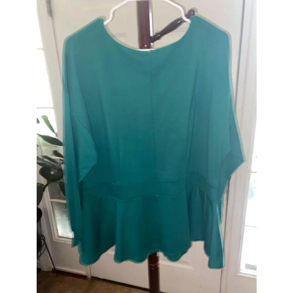 Women's ELOQUII Green Peplum Top - Size 22 - Image 6