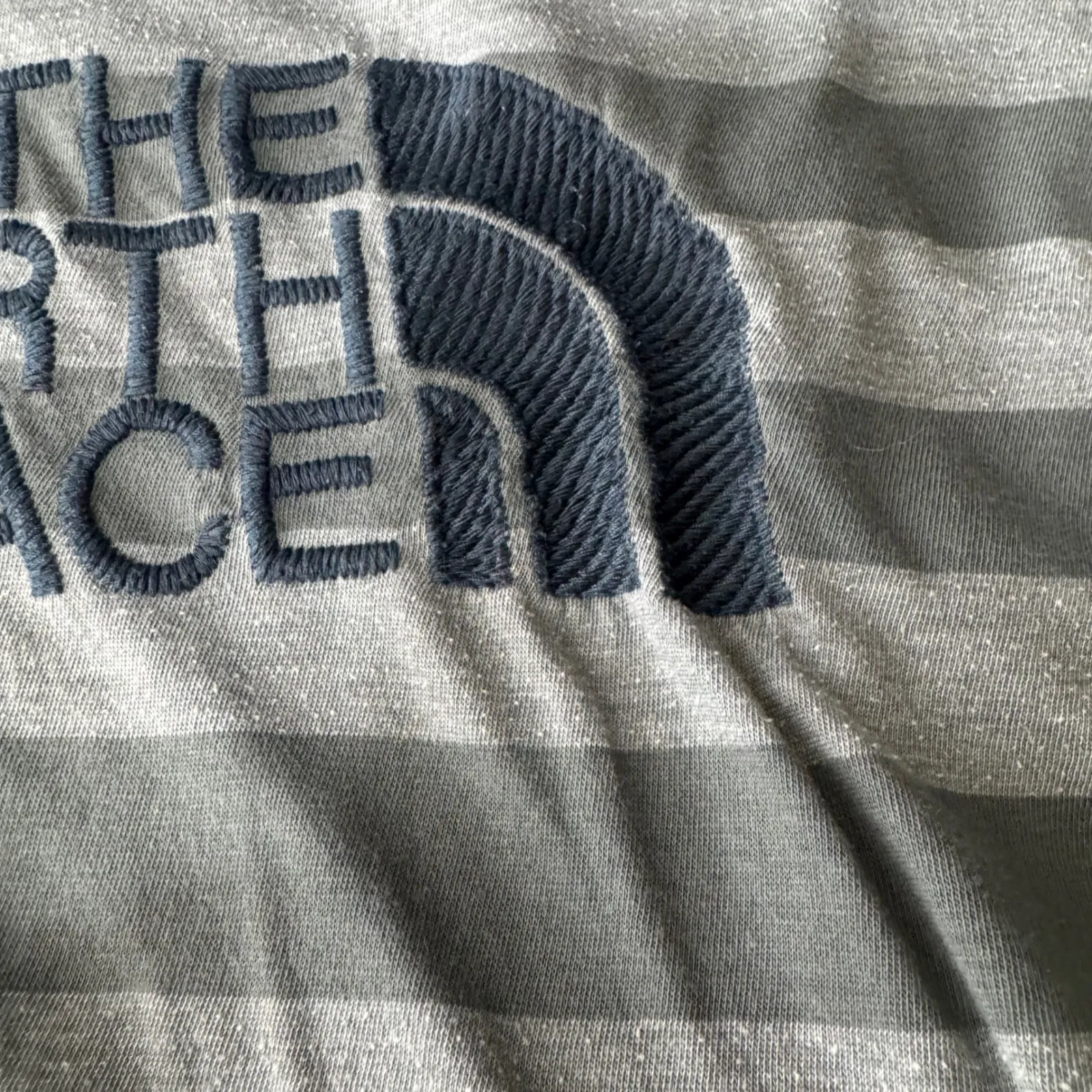 The North Face Womens Long Sleeve Striped T Shirt Gray Blue XL - Image 7