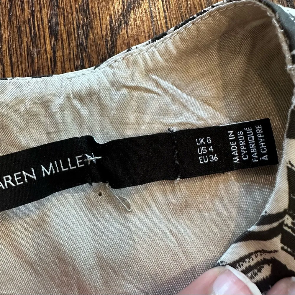 Karen Millen Black & White Brushstroke Bodycon Dress size 4 - Image 5