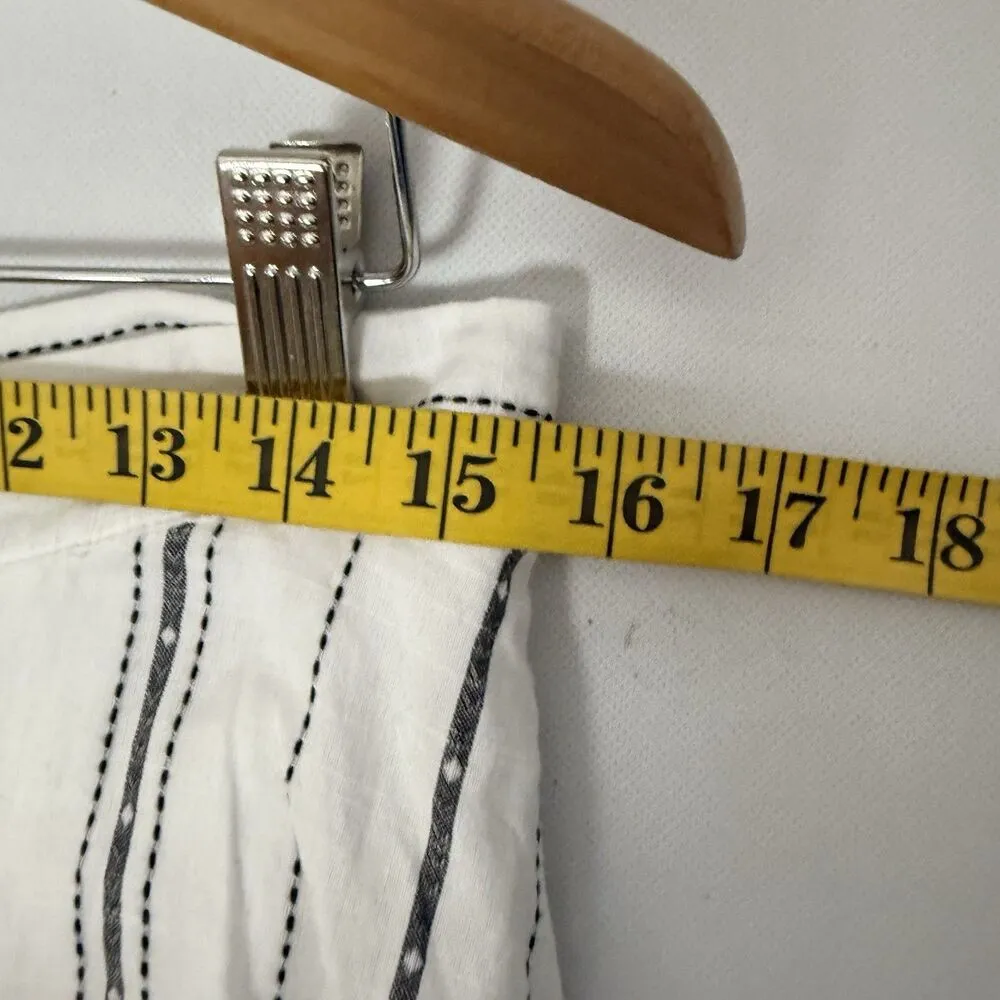 Loft Beach Tiered Skirt Womens 8 White Gray Cotton Striped Aztec Boho Prairie - Image 6