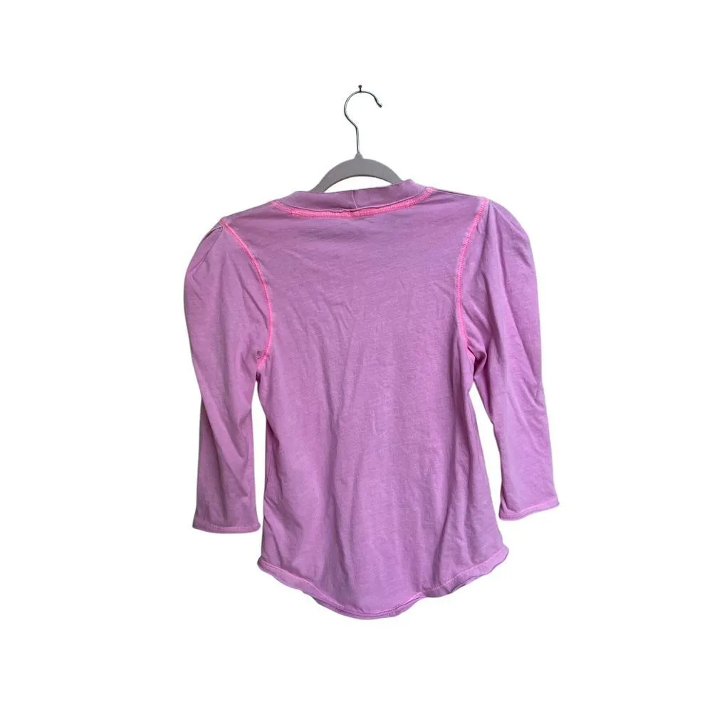 Free People We The Free Shirt‎ Womens Relaxed Knit Distressed Hem Seam Size XS - Image 4