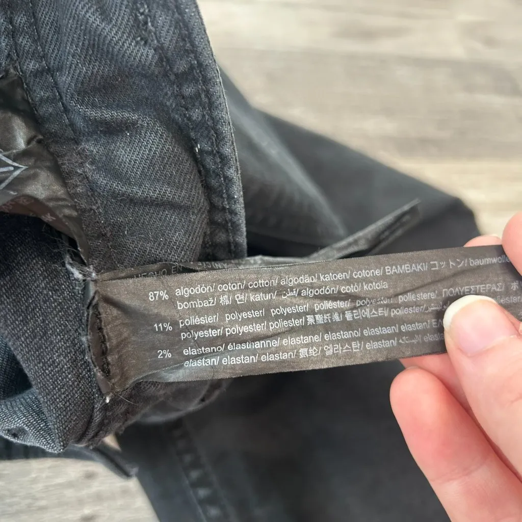 Zara Black High Rise Wide Leg Jeans Women's Raw Hem C45 - Image 4