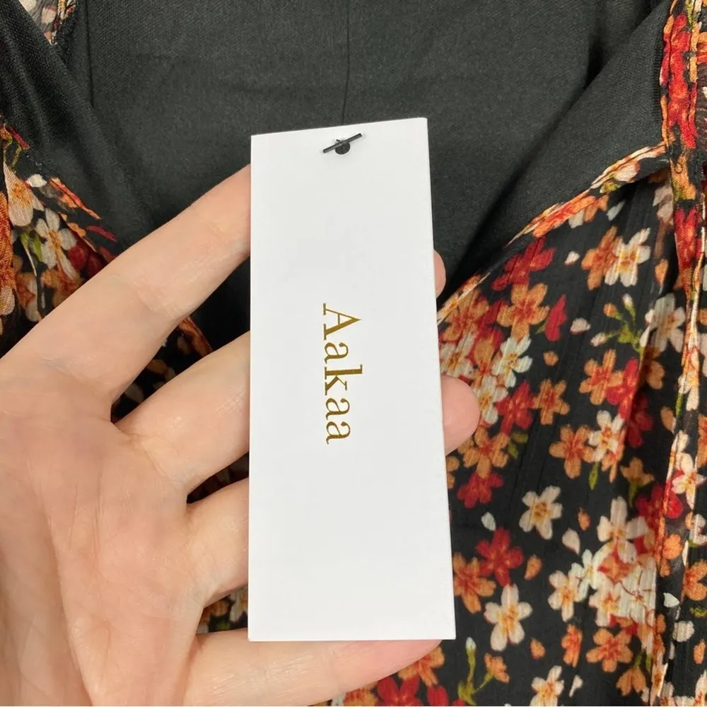 Aakaa You Better Believe It Brown Floral Long Sleeve Mini Dress Sz.S NWT - Image 6