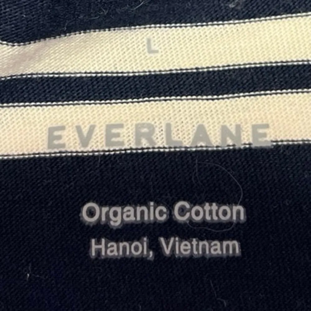 Everlane Blue White Striped Knit Short Sleeves Pullover Crop Tee T-Shirt Top L - Image 3