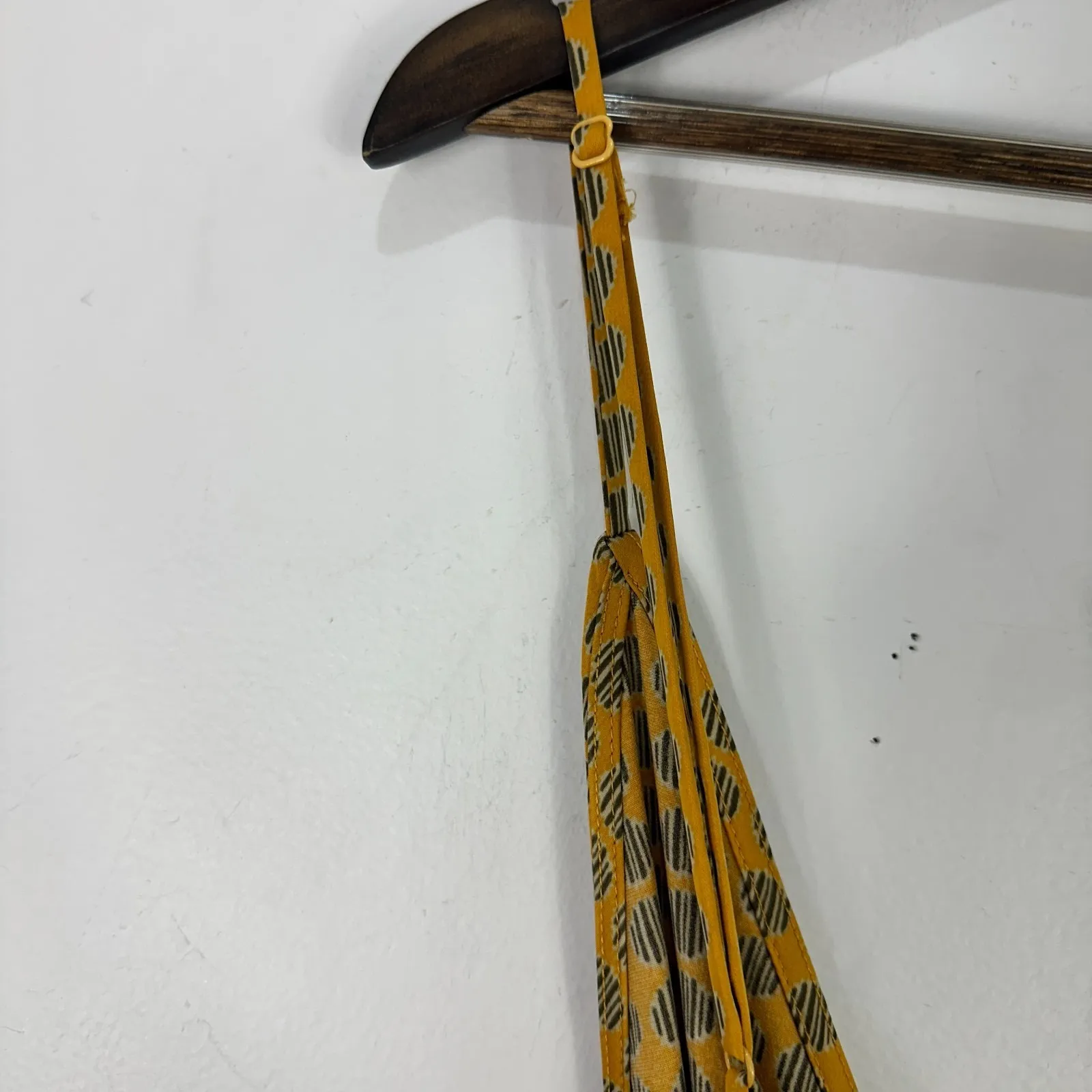 Urban Outfitters Ruched Wrap Midi Dress Small Yellow Polka Dot Indie Retro 90s - Image 10