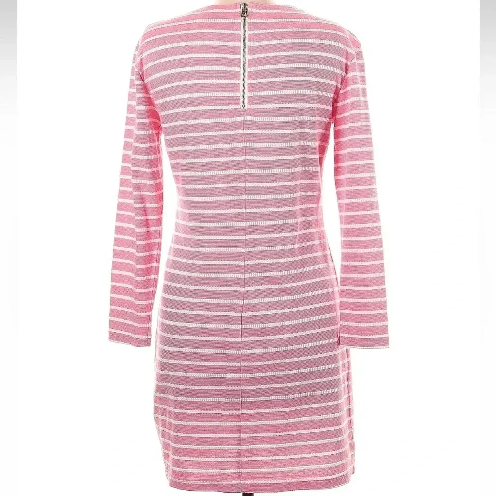 Sail To Sable Coastal Nautical Pink & White Stripe Dress Long Sleeve Size XS - Image 4