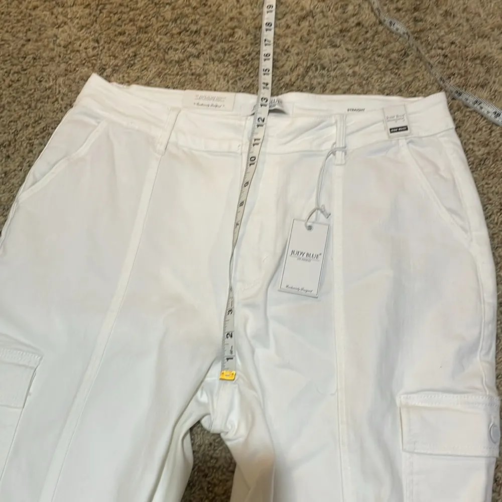 NEW Judy Blue White Straight Leg Cargo Pocket Denim Jeans High Waist Size 18W - Image 15