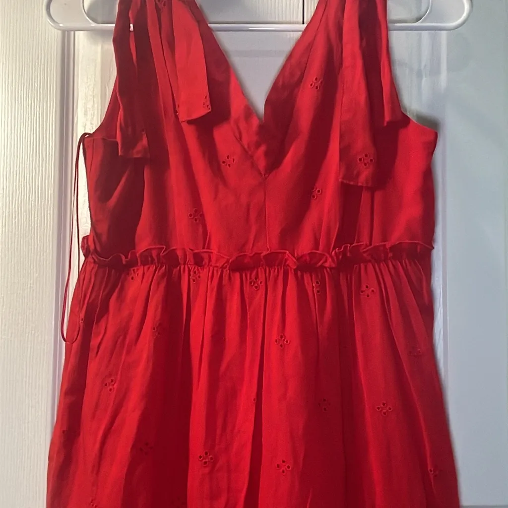 Zara Red Tiered Ruffled Maxi Dress for Wedding Guest - Image 6
