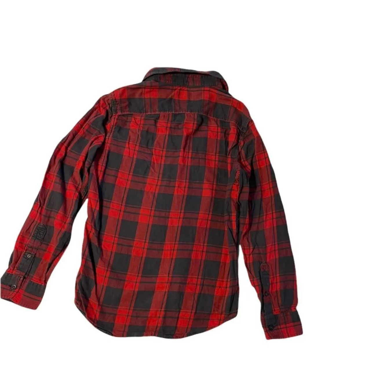 American Eagle Classic Red Plaid Boyfriend Button Down Flannel - Image 4