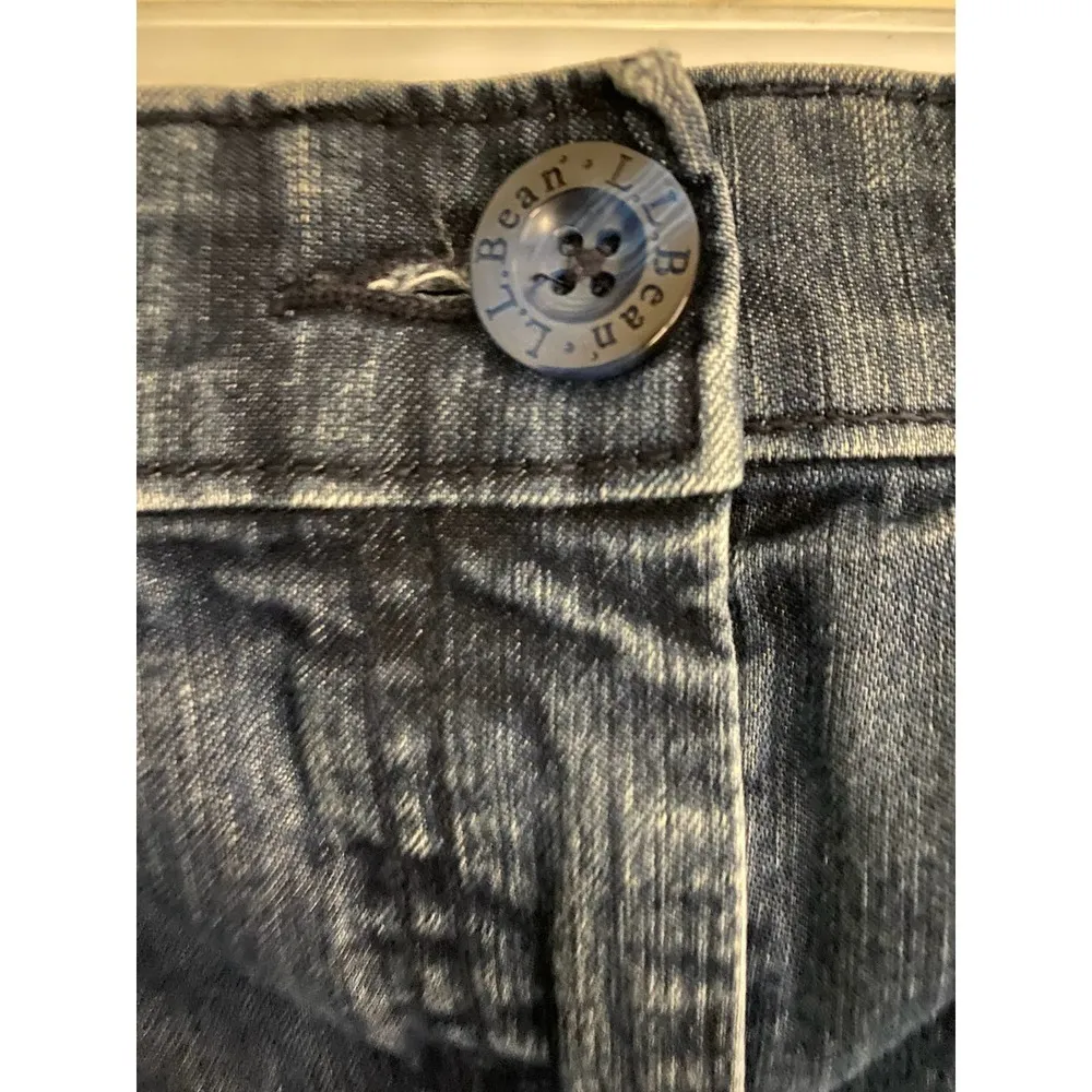 L.l. Bean Jeans 14 Dark Wash Blue High Waist Straight Leg Cotton Blend Stretch - Image 4