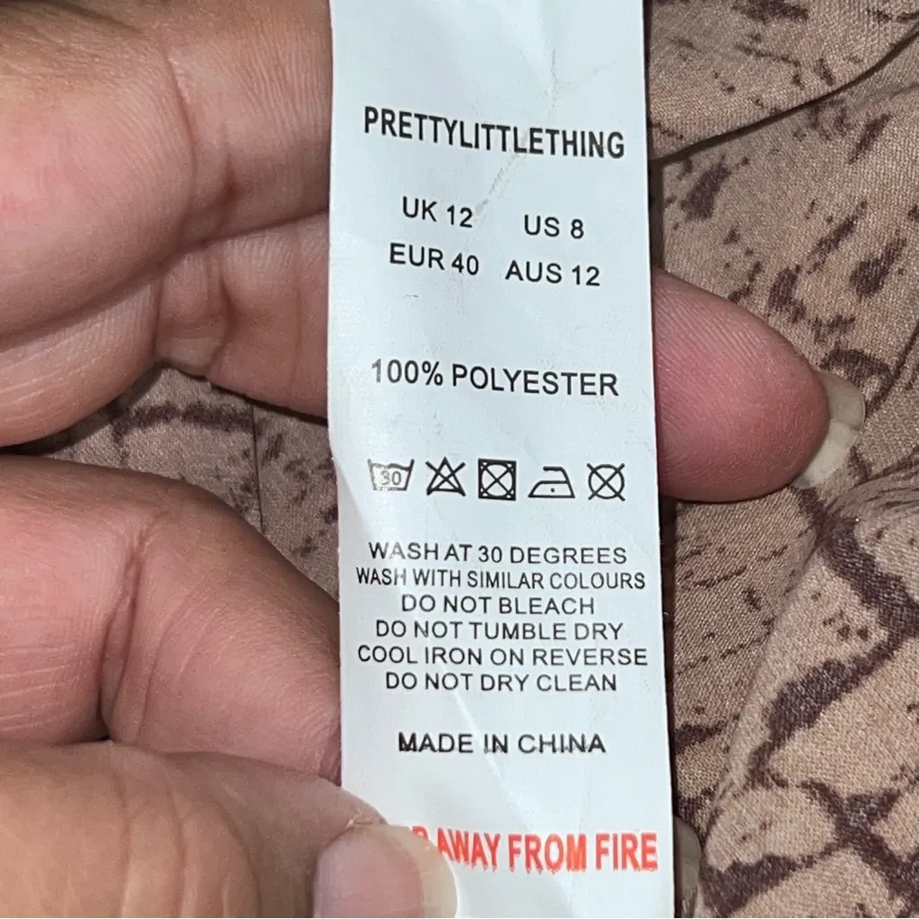 PrettyLittleThing Stone Print Patterned Wide Leg Halter Neck Jumpsuit-Size 8 - Image 11