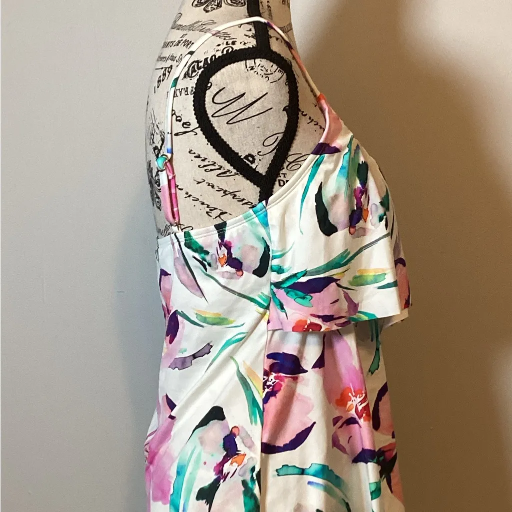 🩵NWT🩵 TANKINI by LIZ CLAIBORNE SEPARATES ROMANTIC FLORAL BUILT IN BRA TOP Sz 6 - Image 7