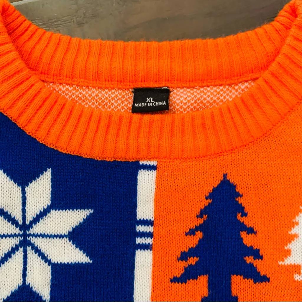 UF Football University of Florida Gators Cutoff Cropped Ugly Christmas Sweater Blue Size XL - Image 4