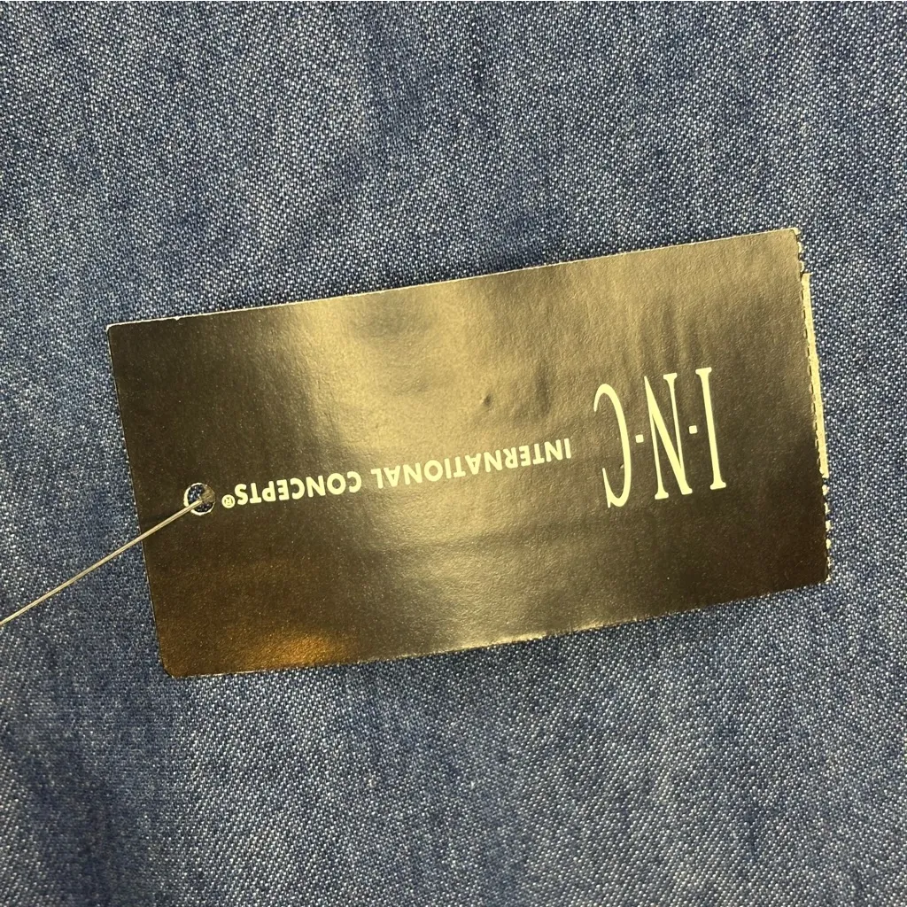 INC INTERNATIONAL CONCEPTS Faux Denim Blouse w/ Buttons at Neck Size Large NWT - Image 10