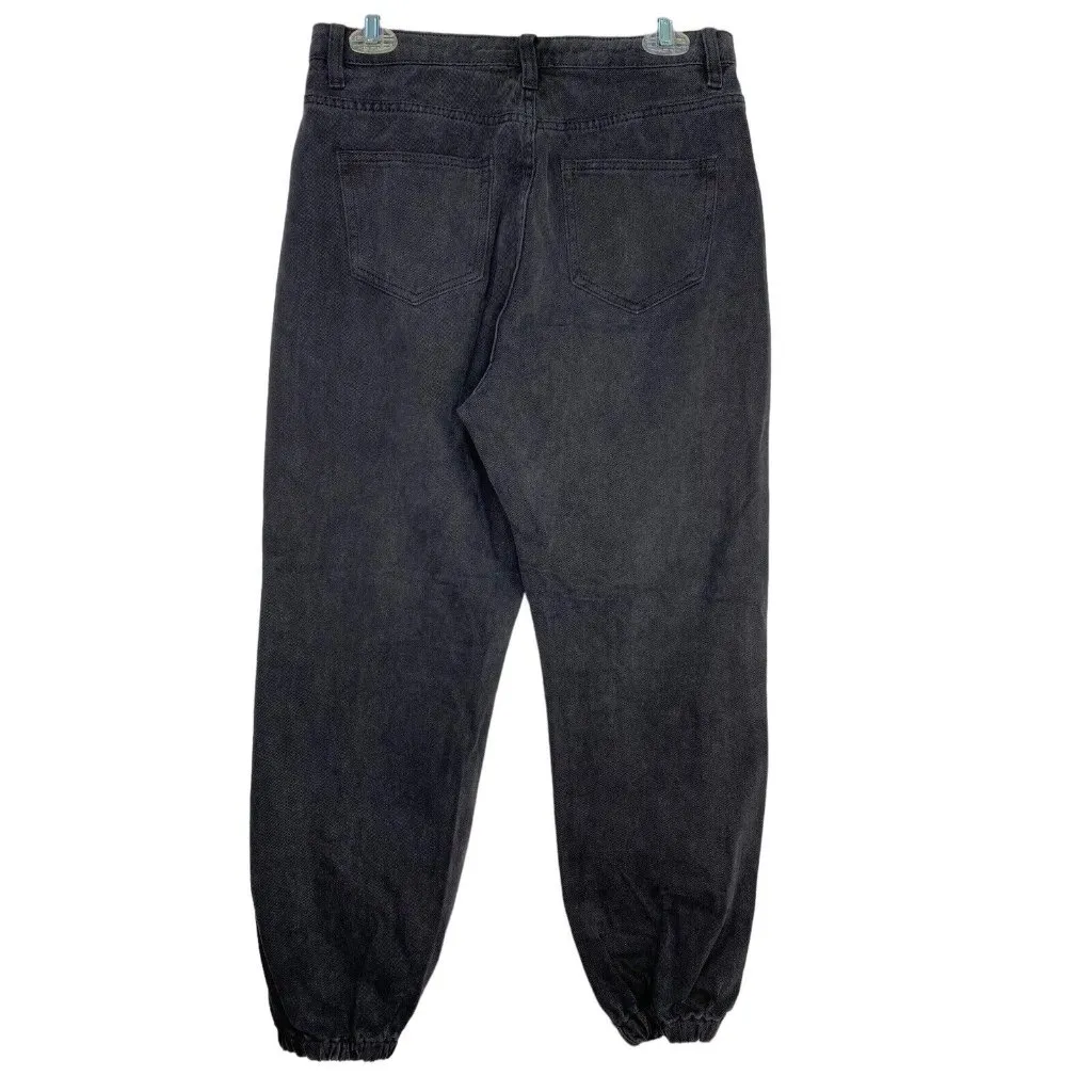 NWT‎ Missguided Sz 8P Denim Riot High Rise Mom Jeans High Joggers Black Carrot - Image 7