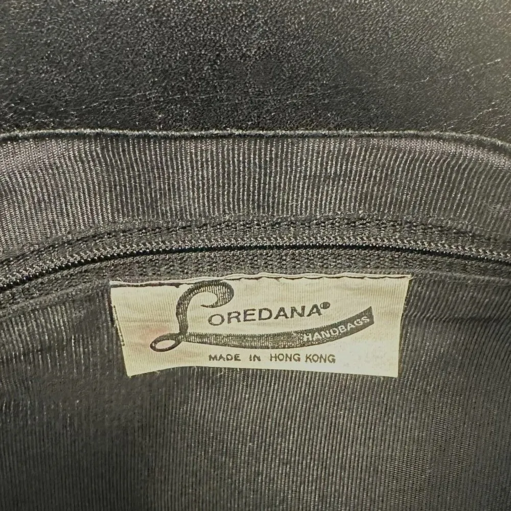 Vintage 80's Loredana Black Leather & Snakeskin Shoulder Bag Crossbody Handbag - Image 6