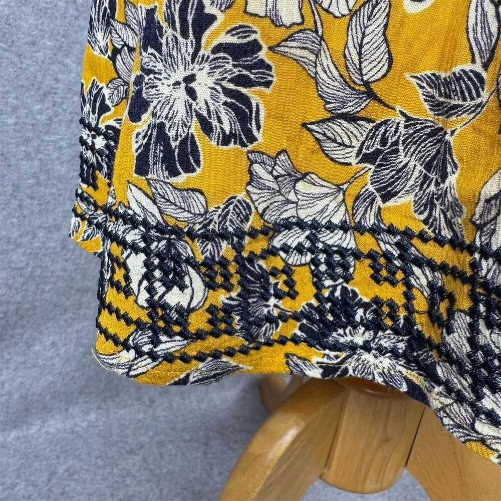 Market & Spruce Women's Size L Yellow Floral Embroidered Sleeveless Dress - Image 3