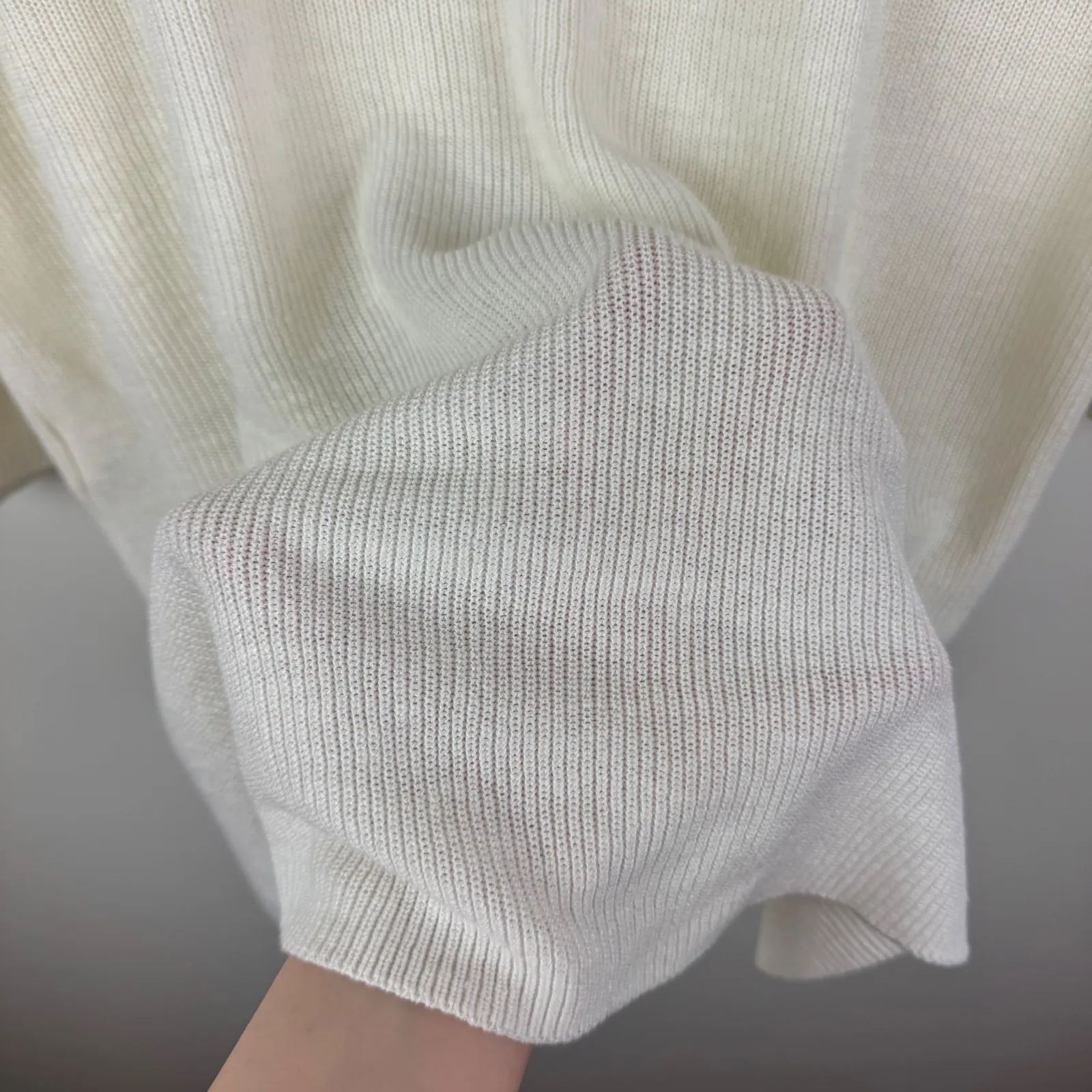 Eileen Fisher Organic Linen Cotton Blend Sweater Medium Cream Minimalist Ethical - Image 3