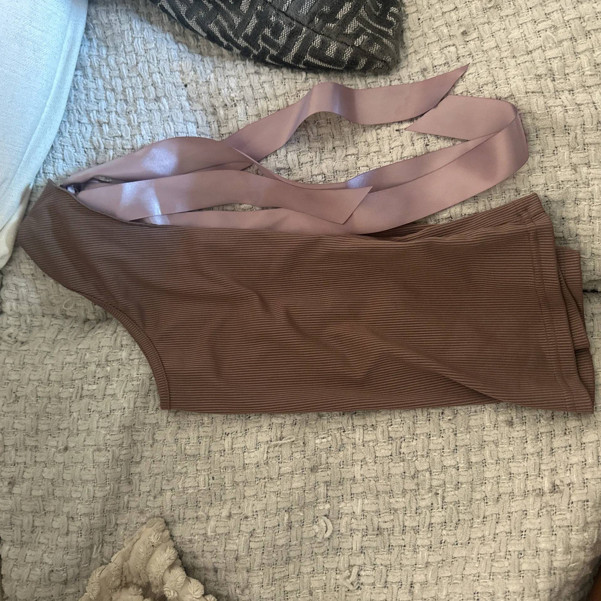 Brown coquette ribbon ribbed tank top  - Image 2