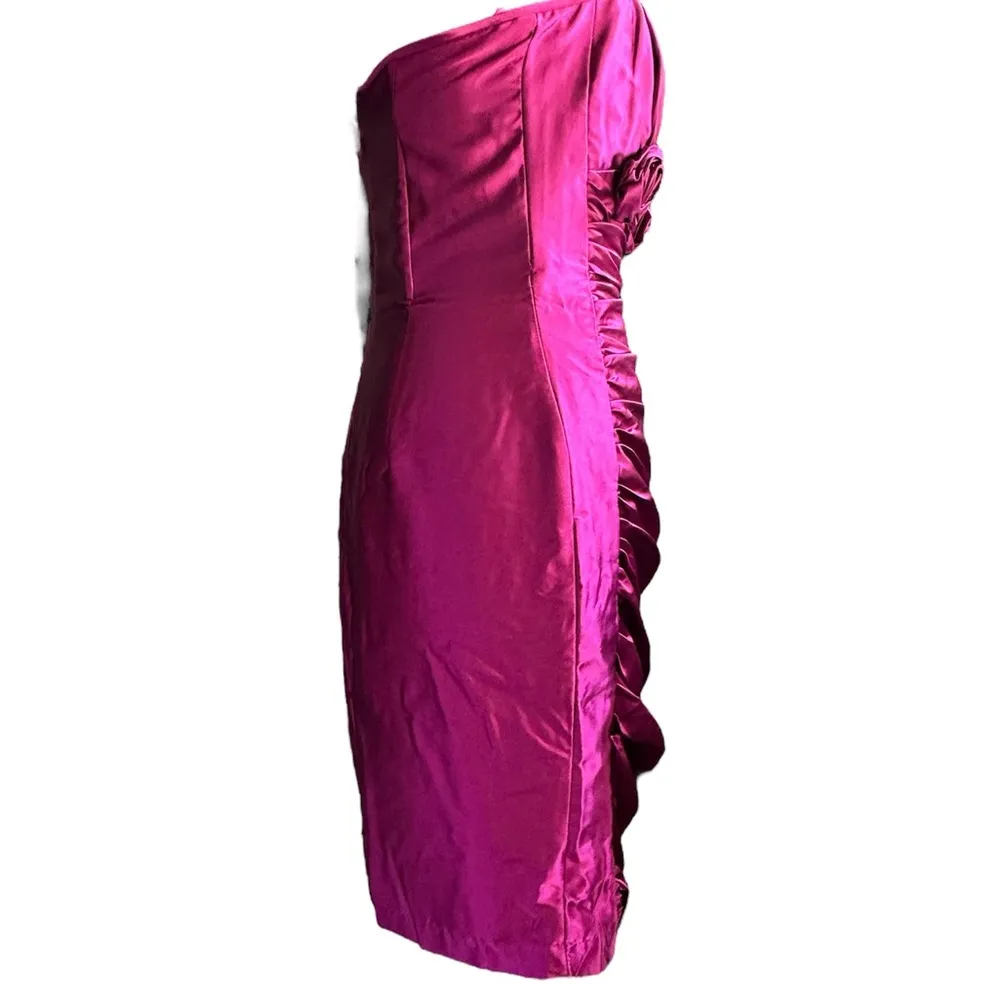 Pink Ruched Backless Strapless Cocktail Dress - Image 3