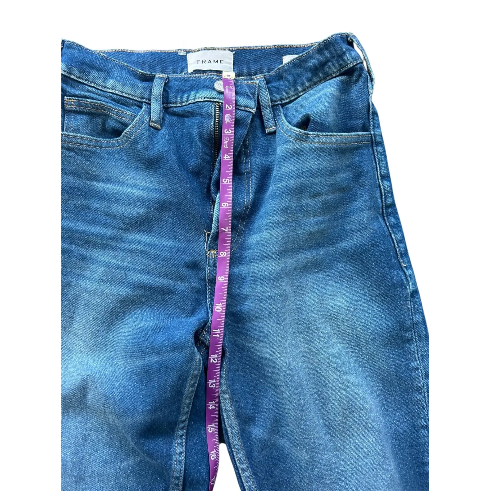 FRAME Denim High N Tight Tapered Leg Jeans Size 26 Blue Wash High Rise - Image 6