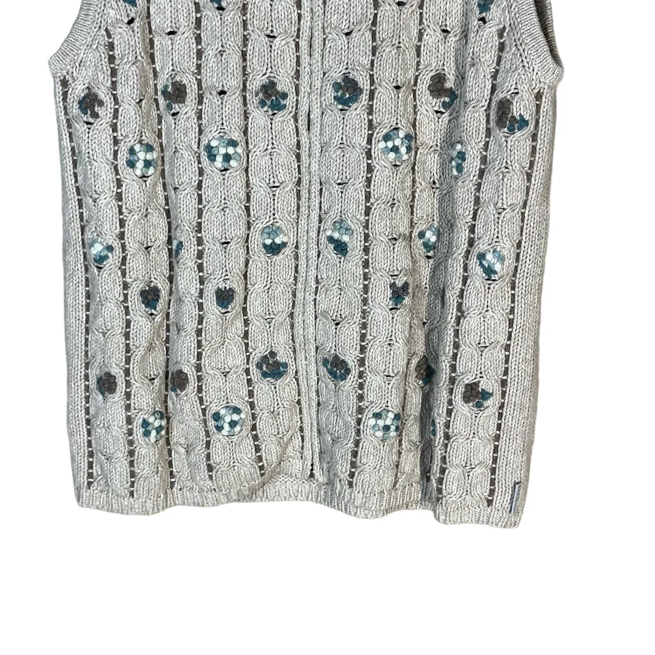 Woolrich BIRCH Tan Zip Front Floral Pattern‎ Knit Sweater Vest Medium - Image 5