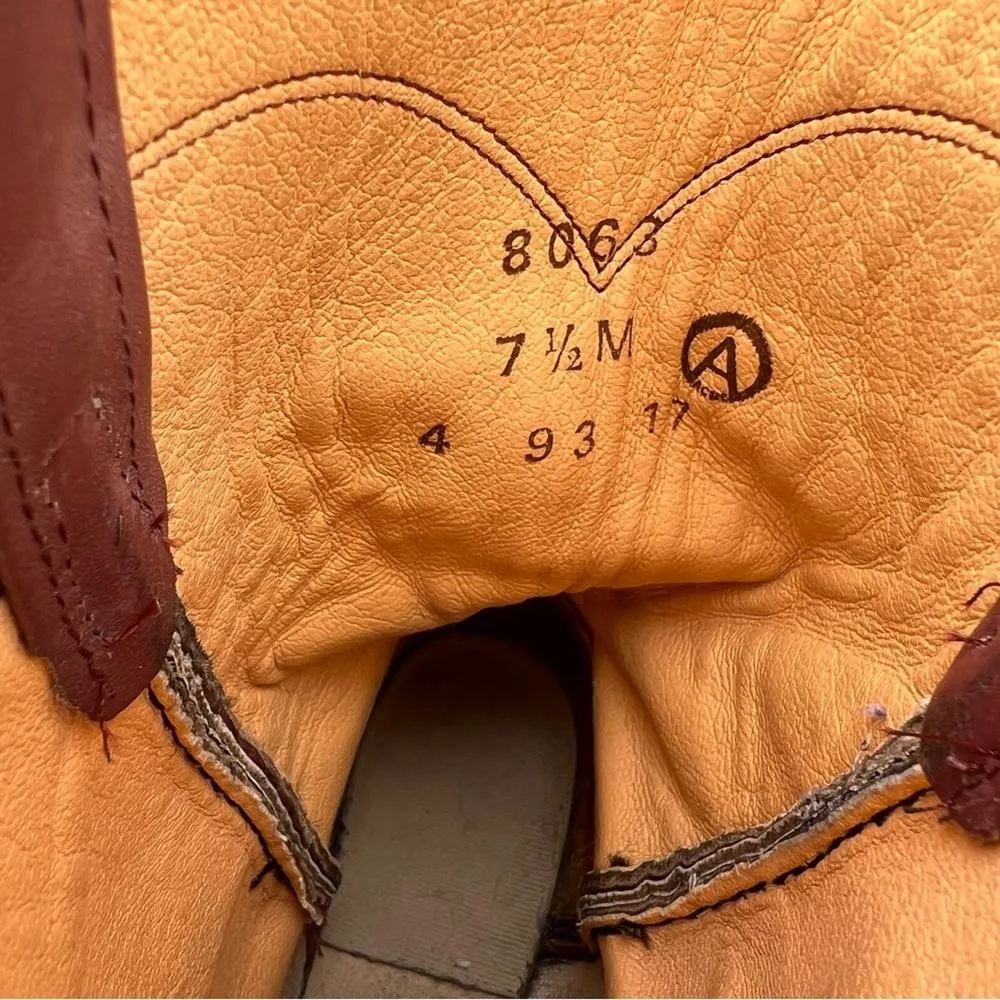 Vintage 80s Acme Boots Burgundy Roper Pull On Cowgirl Boots 7 1/2M Red Size 7.5 - Image 7