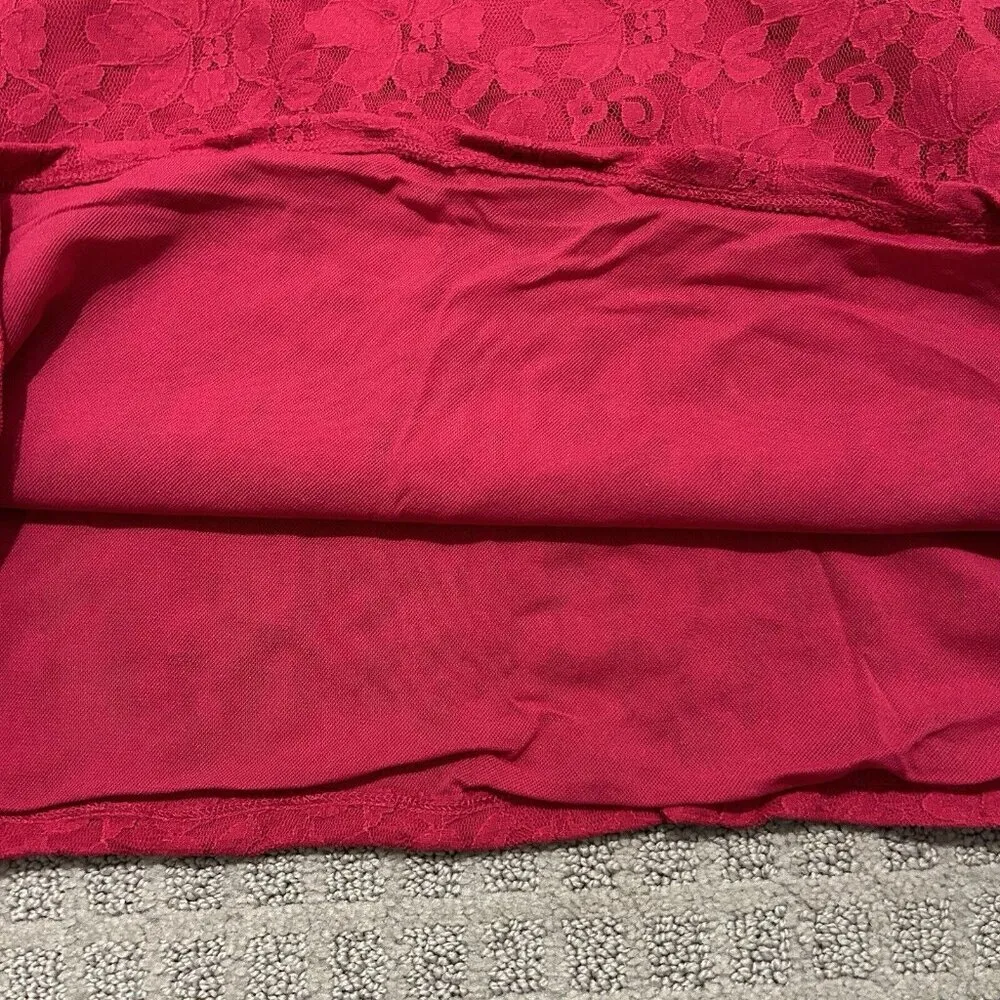 Vintage 90s Y2K Avenue Womens 22/24 Red Lace Cami Camisole Tank Top Baby Doll - Image 3