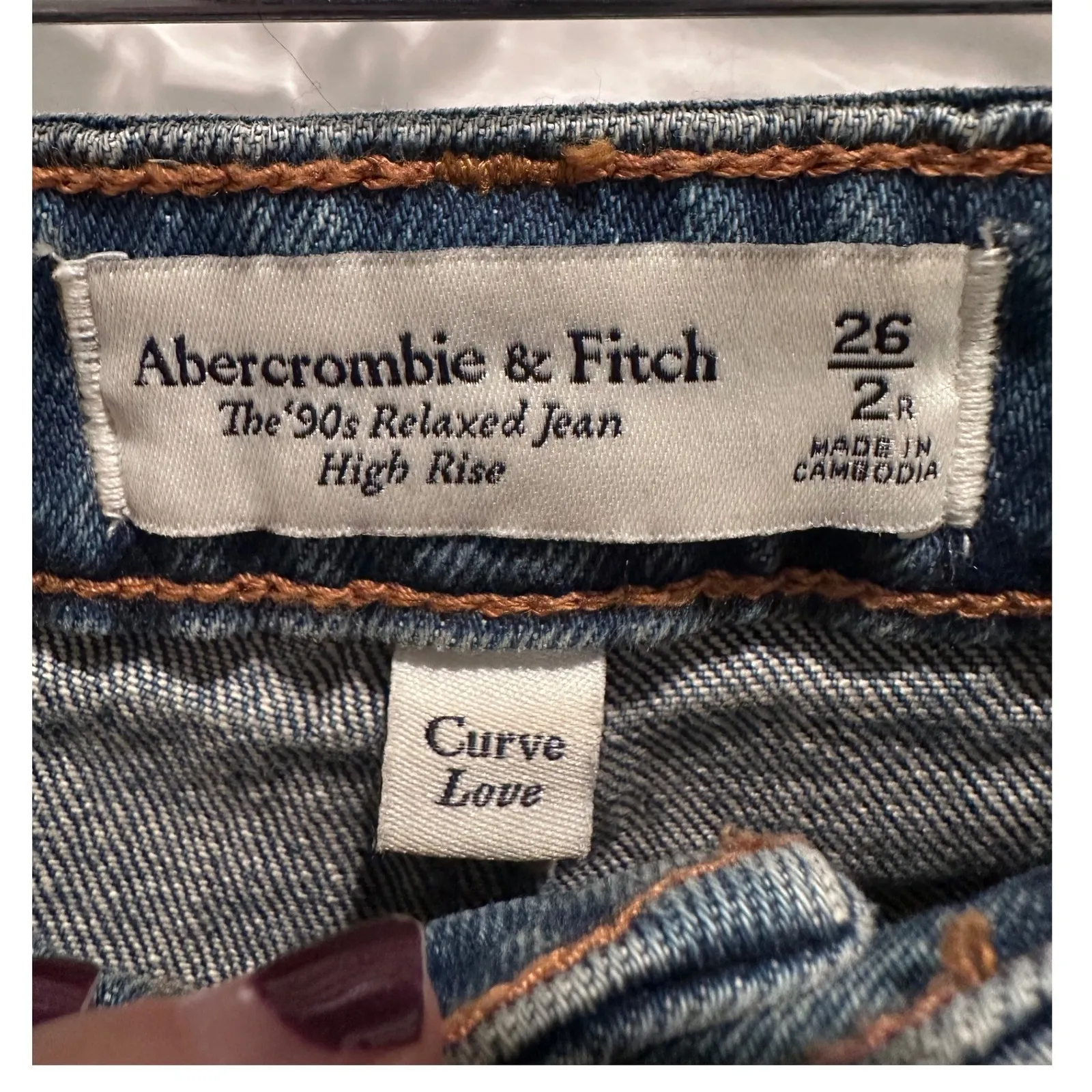 Abercrombie & Fitch Curve Love 90s Relaxed High Rise Denim Jeans Size 26 - Image 3